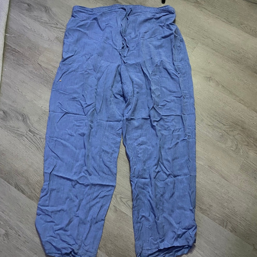 Venezia Drawstring Pants Womens 14/16 Blue Rayon Elastic Waist Relaxed Trousers